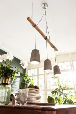 Lampy Wiszące*KARE Design Lampa Wisząca Dining 120x120 Cm Szaro-drewniana