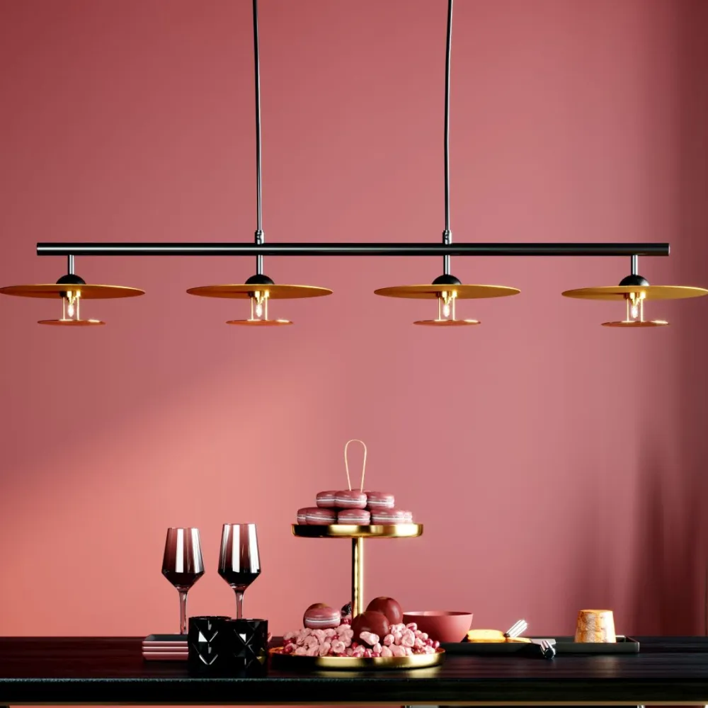 Lampy Wiszące*KARE Design Lampa Wisząca Disc Dining Quattro 112x150 Cm Złota