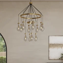 Lampy Wiszące*KARE Design Lampa Wisząca Highlight 12L Ø97 Cm Czarno-złota - Klosze Transparentne