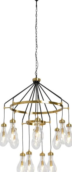 Lampy Wiszące*KARE Design Lampa Wisząca Highlight 12L Ø97 Cm Czarno-złota - Klosze Transparentne