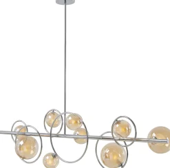 Lampy Wiszące*KARE Design Lampa Wisząca Nad Stół Srebrna Klosze Szklane G9 110 Cm