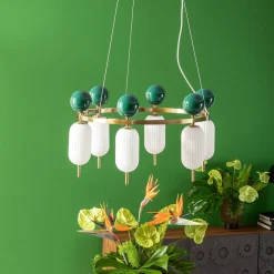 Lampy Wiszące*KARE Design Lampa Wisząca Nowoczesna Złota Klosze Szklane Białe Ø68 Cm