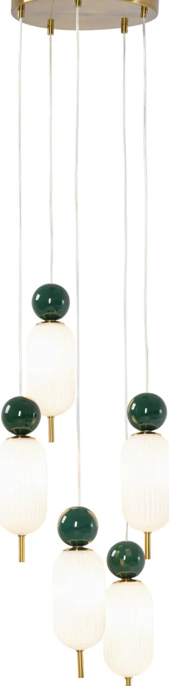 Lampy Wiszące*KARE Design Lampa Wisząca Nowoczesna Złota Klosze Szklane Białe Ø36 Cm