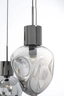 Lampy Wiszące*KARE Design Lampa Wisząca Przydymiona 5L Stal I Szkło Ø50x160 Cm