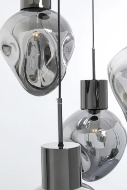 Lampy Wiszące*KARE Design Lampa Wisząca Przydymiona 5L Stal I Szkło Ø50x160 Cm