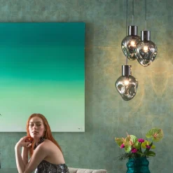 Lampy Wiszące*KARE Design Lampa Wisząca Przydymiona 3L Stal I Szkło Ø45x160 Cm