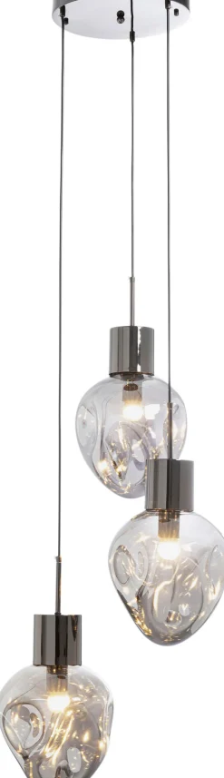 Lampy Wiszące*KARE Design Lampa Wisząca Przydymiona 3L Stal I Szkło Ø45x160 Cm
