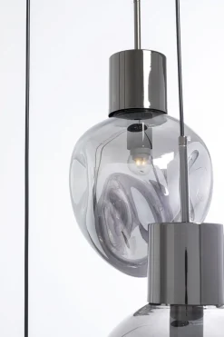 Lampy Wiszące*KARE Design Lampa Wisząca Przydymiona 3L Stal I Szkło Ø45x160 Cm