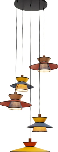 Lampy Wiszące*KARE Design Lampa Wisząca Z Kolorowymi Kloszami Podsufitka Czarna Ø87 Cm