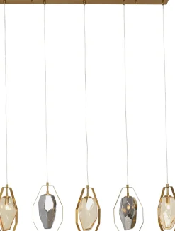 Lampy Wiszące*KARE Design Lampa Wisząca Złota Klosze Szklane 5xG9 110 Cm
