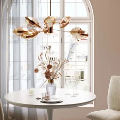 Lampy Wiszące*KARE Design Lampa Wisząca Złota Klosze Szklane 9xG9 Ø106 Cm