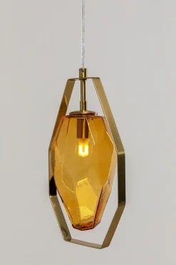 Lampy Wiszące*KARE Design Lampa Wisząca Złota Klosz Szklany G9 17x120 Cm