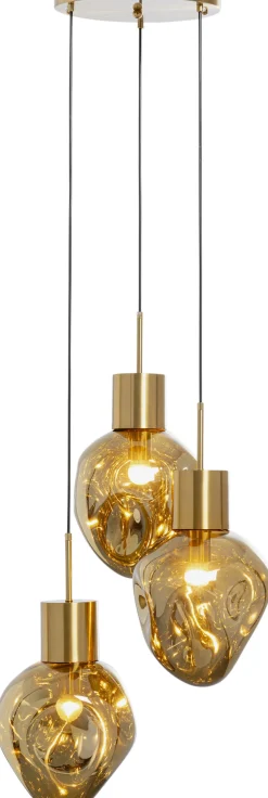 Lampy Wiszące*KARE Design Lampa Wisząca Złota 3L Stal I Szkło Ø45x160 Cm