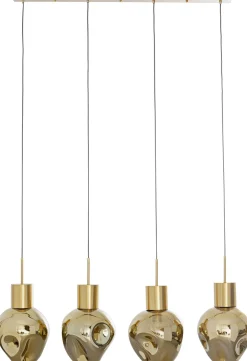Lampy Wiszące*KARE Design Lampa Wisząca Złota 4L Stal I Szkło 110 Cm