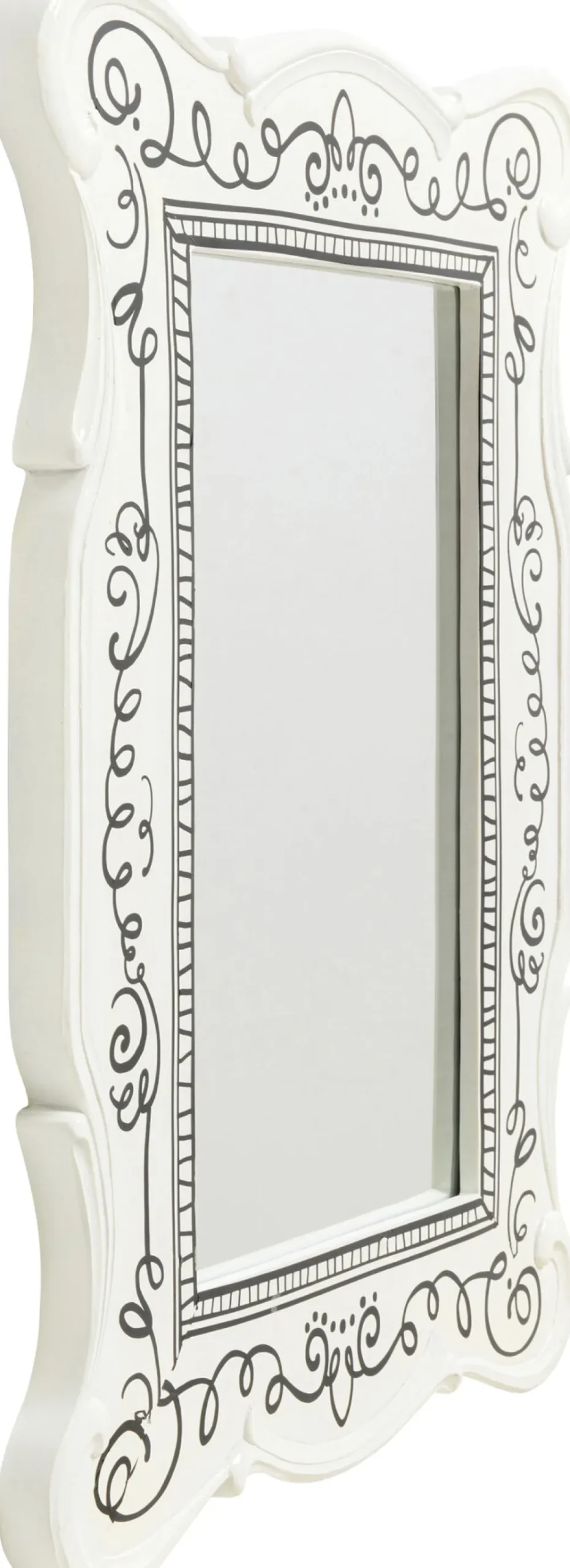 Lustra*KARE Design Lustro Białe Z Czarnymi Wzorami Kształt Klasyczny 50x67 Cm