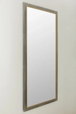 Lustra*KARE Design Lustro Do Salonu Duże Rama Stalowa Srebrno-złota Postarzana 90x180 Cm