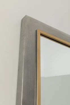 Lustra*KARE Design Lustro Do Salonu Duże Rama Stalowa Srebrno-złota Postarzana 90x180 Cm