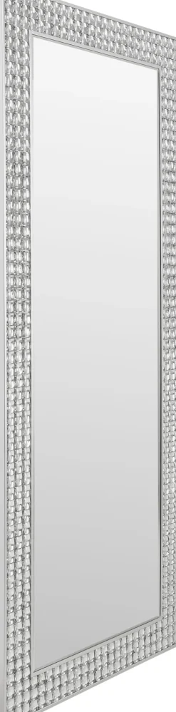 Lustra*KARE Design Lustro Glamour Do Salonu Srebrne Stal I Szkło 80x180 Cm
