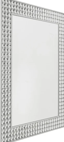 Lustra*KARE Design Lustro Glamour Do Salonu Srebrne Stal I Szkło 80x100 Cm
