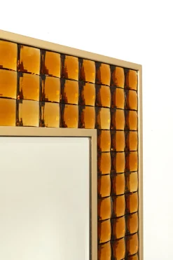 Lustra*KARE Design Lustro Glamour Do Salonu Złote Stal I Szkło 80x100 Cm