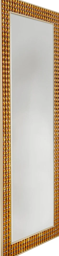 Lustra*KARE Design Lustro Glamour Do Salonu Złote Stal I Szkło 80x180 Cm