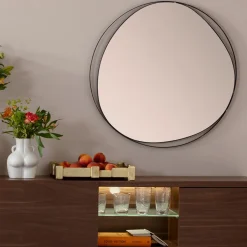 Lustra*KARE Design Lustro Wiszące Do Salonu Rama Czarna Ze Stali Ø80 Cm