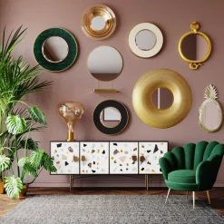 Lustra*KARE Design Lustro Wiszące Z Półką Art ∅60 Cm Złote