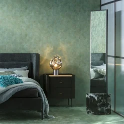 Lustra*KARE Design Lustro Z Czarną Ramą 46x180 Cm Podstawa Z Marmuru