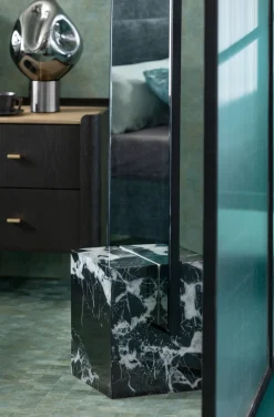 Lustra*KARE Design Lustro Z Czarną Ramą 46x180 Cm Podstawa Z Marmuru