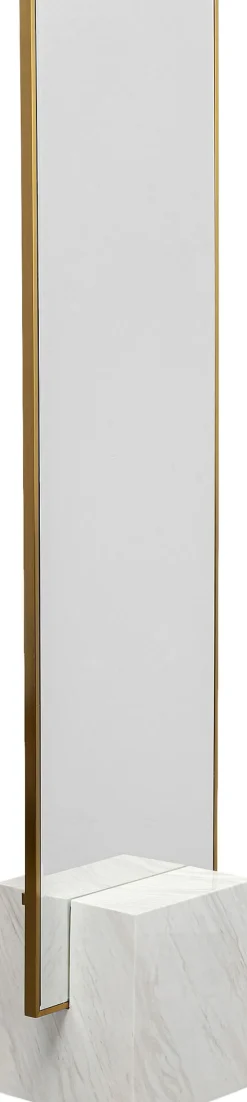 Lustra*KARE Design Lustro Ze Złotą Ramą 46x180 Cm Podstawa Z Marmuru Biała