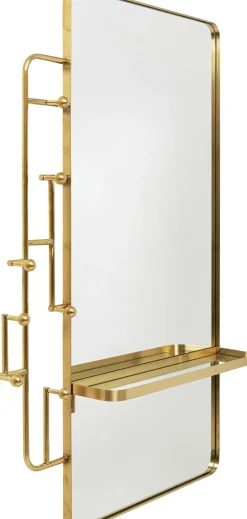 Lustra*KARE Design Lustro Z Półką I Wieszakami Złote 102x150 Cm