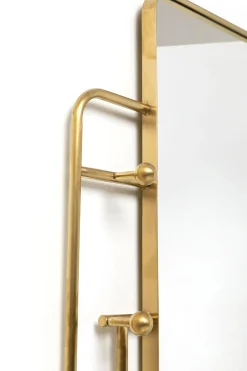 Lustra*KARE Design Lustro Z Półką I Wieszakami Złote 102x150 Cm