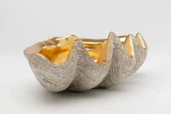 Zastawa Stołowa|Misy*KARE Design Misa Dekoracyjna Muszla Srebrno-złota 41x27 Cm