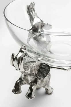 Zastawa Stołowa|Misy*KARE Design Misa Dekoracyjna Transparentne Szkło I Srebrne Aluminium 32x32 Cm Słonie