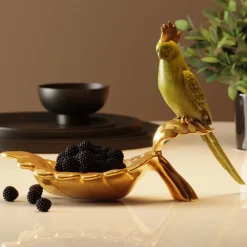 Figurki Dekoracyjne*KARE Design Miseczka Dekoracyjna Parrot Guard 21x14 Cm Zielono-złota
