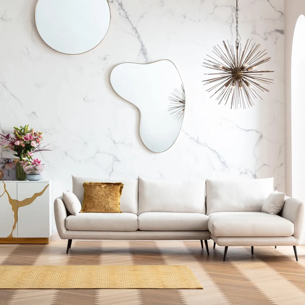 Narożniki*KARE Design Narożnik Amalfi 275x159 Cm Kremowy Prawy