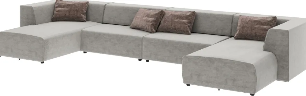 Narożniki*KARE Design Narożnik Duży Do Salonu Modułowy W Kształcie U 434x182 Cm Szary