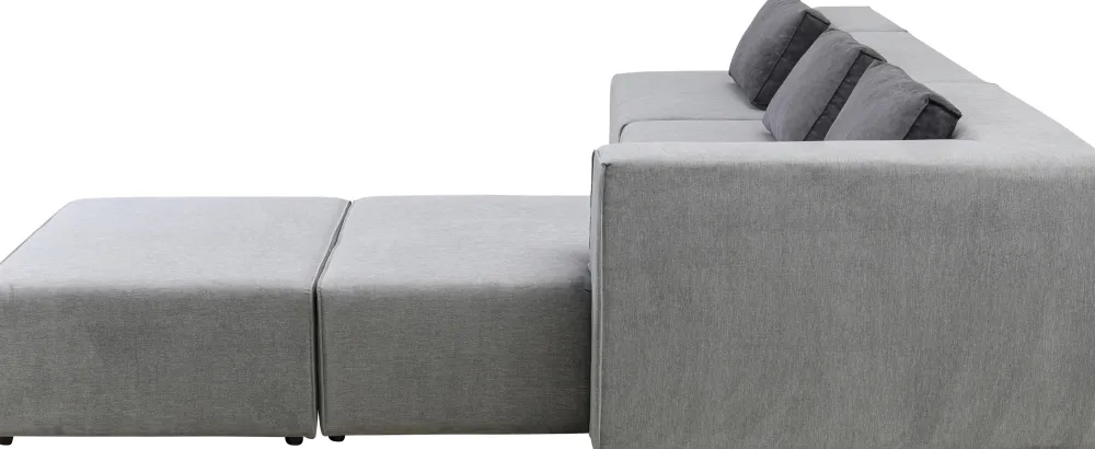 Narożniki*KARE Design Narożnik Duży Modułowy Szary 357x182 Cm Prawy