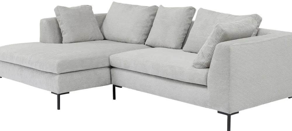 Narożniki*KARE Design Narożnik Gianni Cord 290x167 Cm Szary Lewy