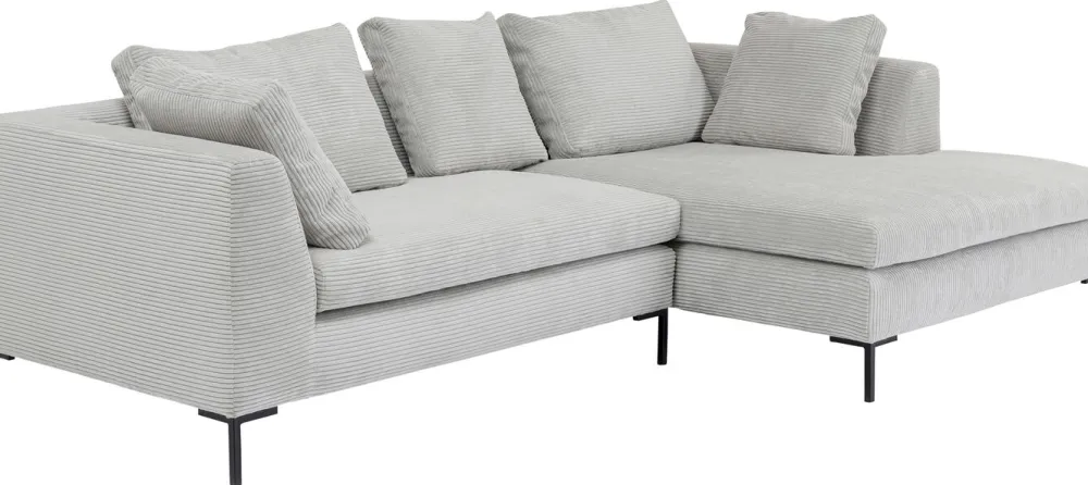 Narożniki*KARE Design Narożnik Gianni Cord 290x167 Cm Szary Prawy