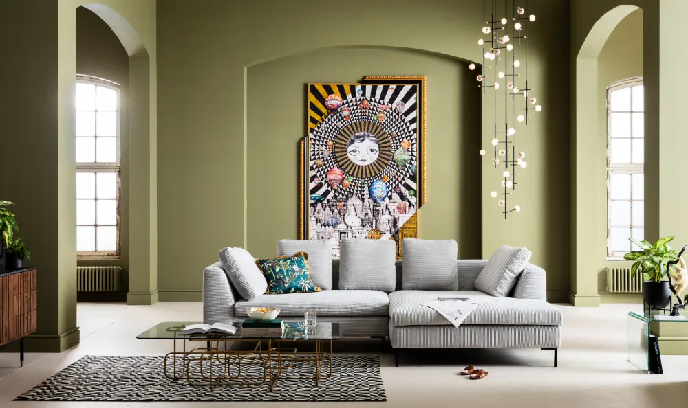 Narożniki*KARE Design Narożnik Gianni Cord 290x167 Cm Szary Prawy