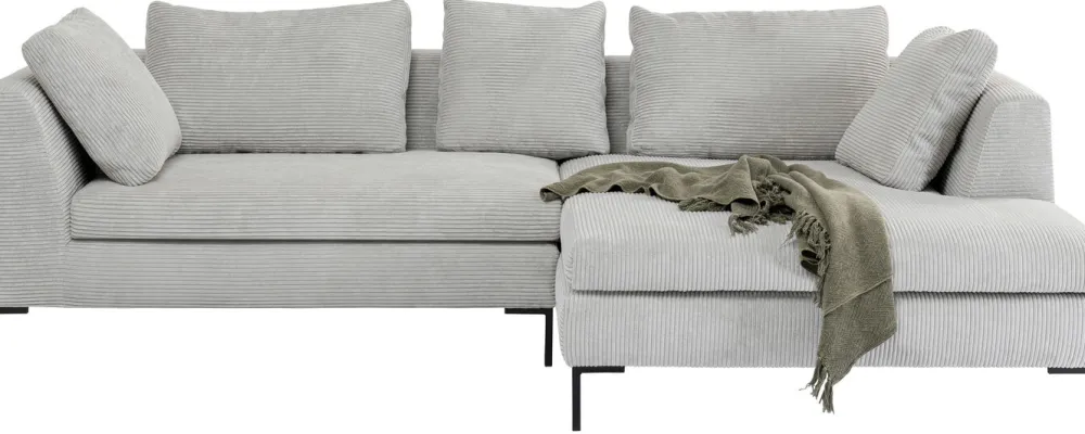 Narożniki*KARE Design Narożnik Gianni Cord 290x167 Cm Szary Prawy