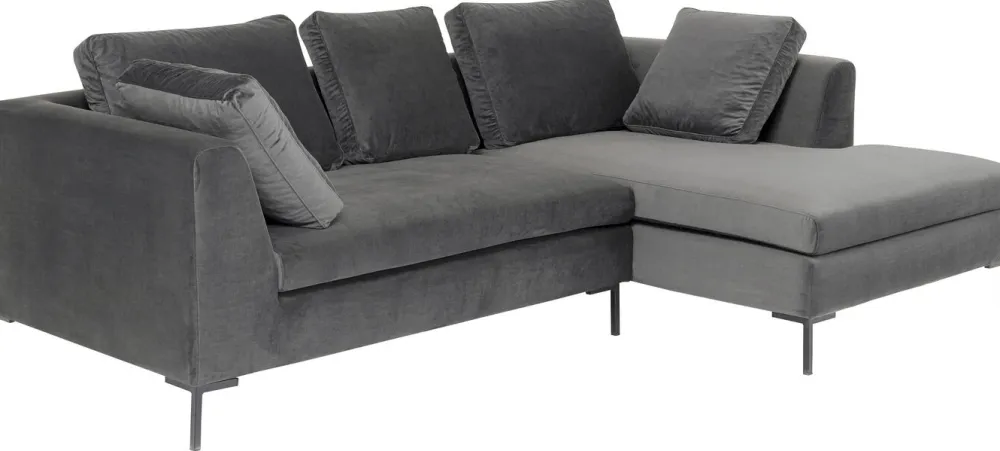 Narożniki*KARE Design Narożnik Gianni Small Velvet 270x167 Cm Szary Prawy