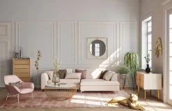 Narożniki*KARE Design Narożnik Gianni Velvet 290x167 Cm Kremowy Prawy