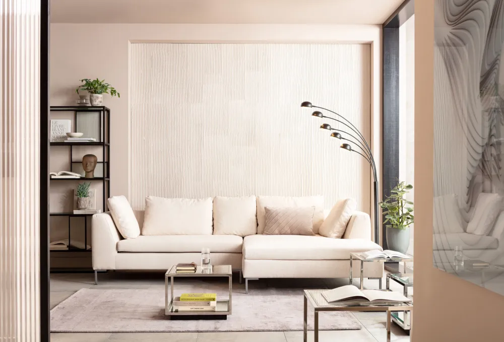 Narożniki*KARE Design Narożnik Gianni Velvet 290x167 Cm Kremowy Prawy