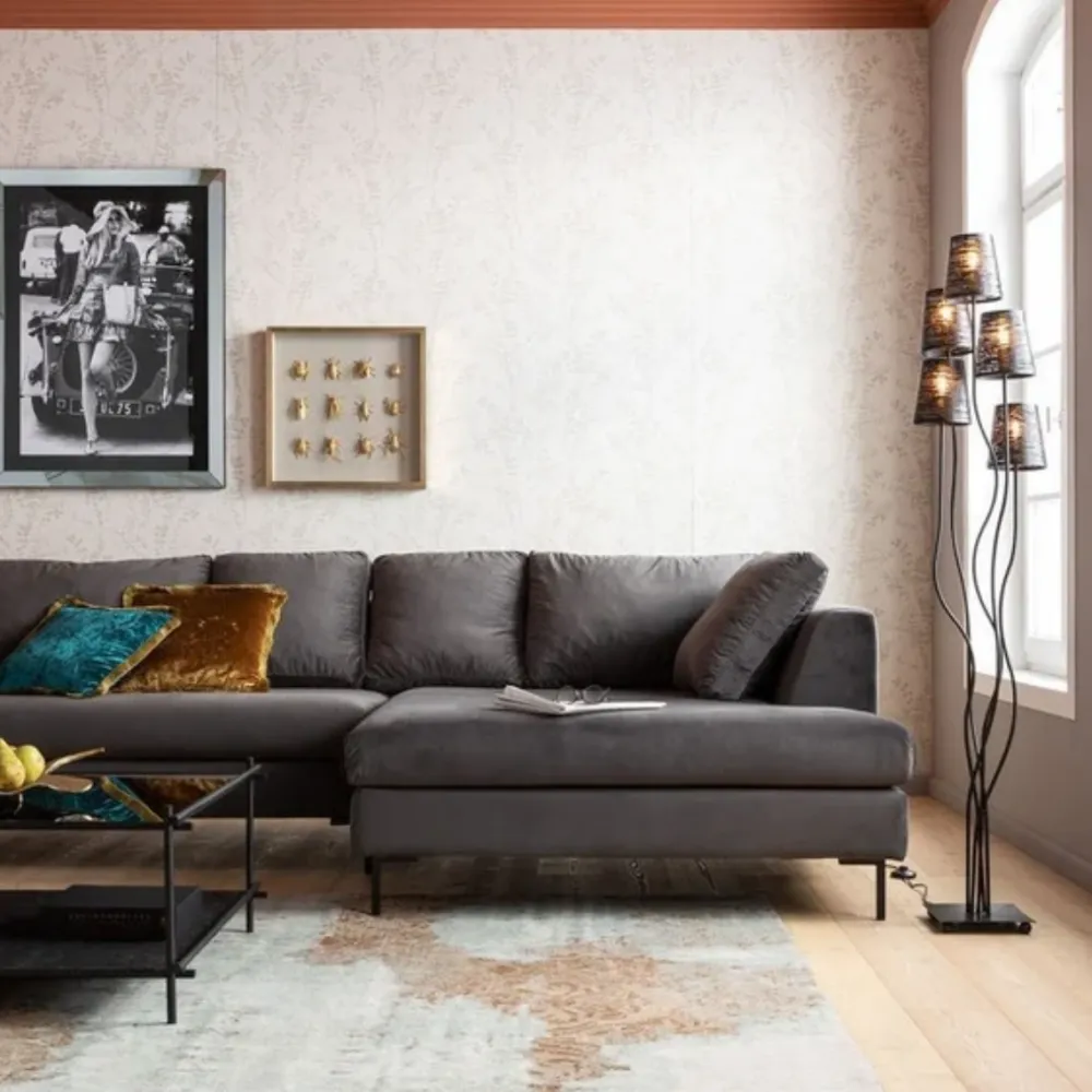 Narożniki*KARE Design Narożnik Gianni Velvet 290x167 Cm Szary Prawy