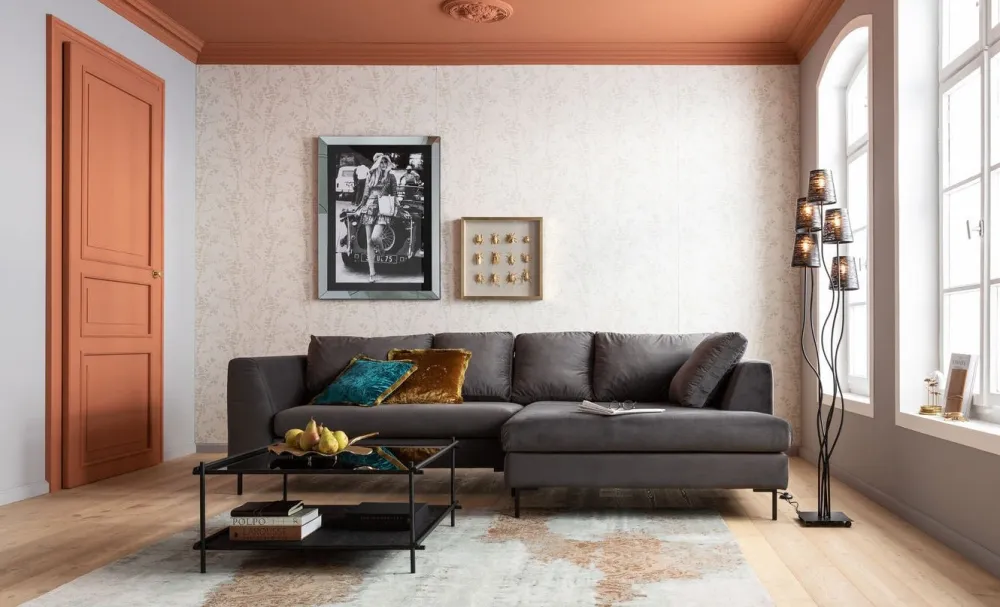 Narożniki*KARE Design Narożnik Gianni Velvet 290x167 Cm Szary Prawy