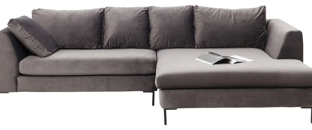 Narożniki*KARE Design Narożnik Gianni Velvet 290x167 Cm Szary Prawy