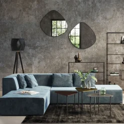 Narożniki*KARE Design Narożnik Infinity Velvet 306x182 Cm Niebieski Lewy