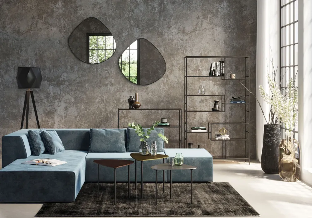 Narożniki*KARE Design Narożnik Infinity Velvet 306x182 Cm Niebieski Lewy